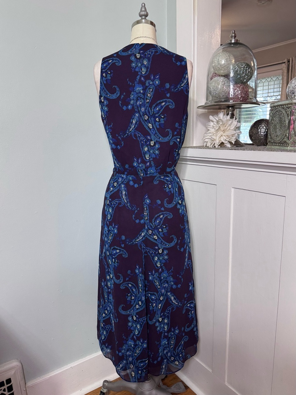 CAbi Treasure Dress Style 3461 Paisley Floral Chiffon Midi Dress Size 12 - Picture 6 of 12